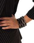 Bracciale multifilo elastico con micro cristalli tono nero - Mya Accessories