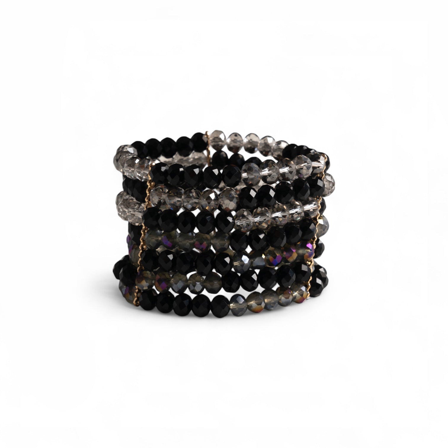 Bracciale multifilo elastico con micro cristalli tono nero - Mya Accessories