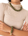 Bracciale elastico con sfere verdi ed oro - Mya Accessories