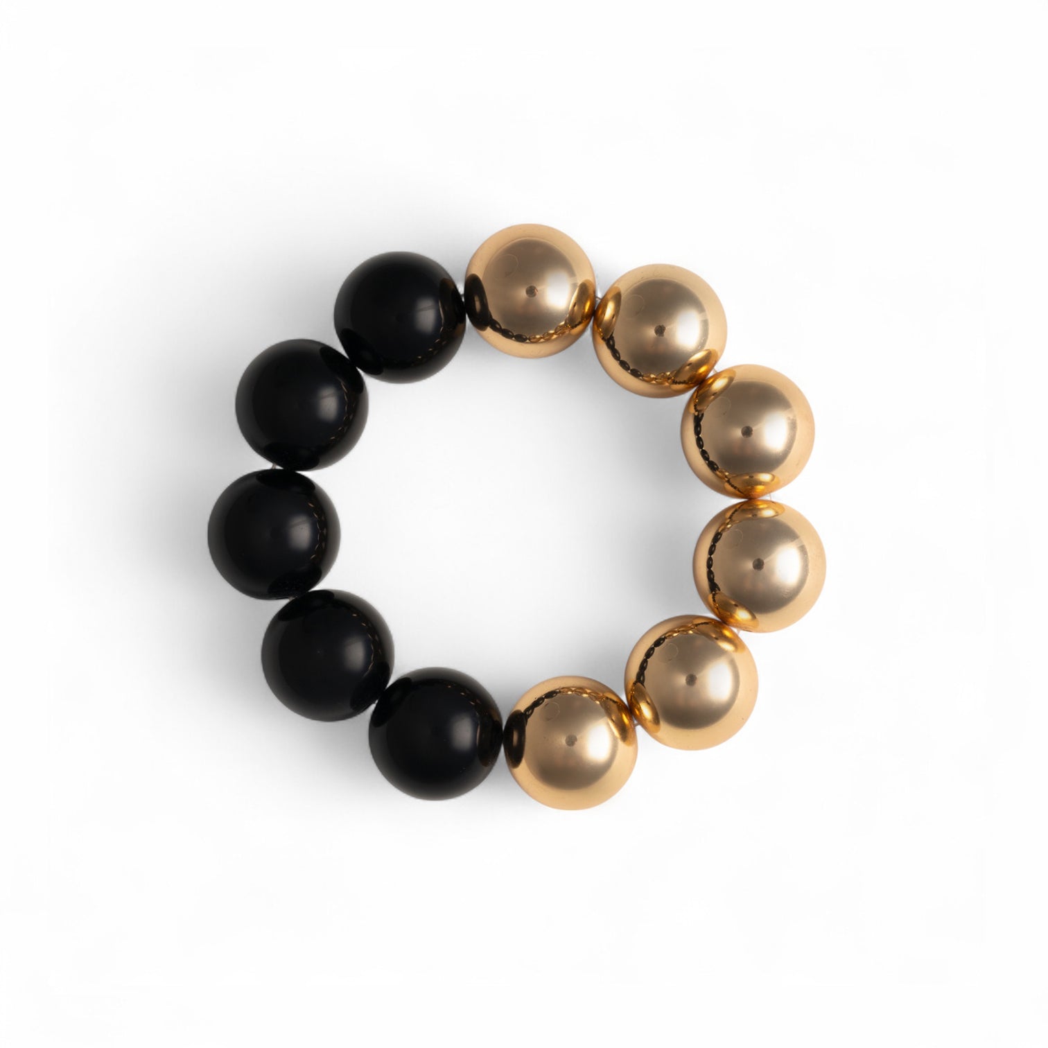 Bracciale elastico con sfere nere ed oro - Mya Accessories