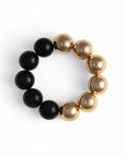 Bracciale elastico con sfere nere ed oro - Mya Accessories