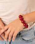 Bracciale elastico con sfere rosse ed oro - Mya Accessories