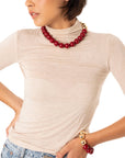 Bracciale elastico con sfere rosse ed oro - Mya Accessories