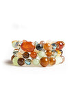 Bracciale elastico a tre linee con pietre in acrilico e vetro multi arancio - Mya Accessories