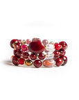 Bracciale elastico a tre linee con pietre in acrilico e vetro rosse - Mya Accessories