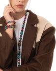 Bracciale elastico a tre fili con sfere in acrilico multicolore - Mya Accessories