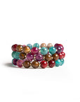 Bracciale elastico a tre fili con sfere in acrilico multicolore - Mya Accessories