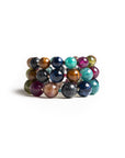 Bracciale elastico a tre linee con sfere in acrilico e vetro mutlicolore - Mya Accessories