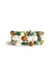 Bracciale elastico a tre linee con pietre in vetro ed acrilico tono verde - Mya Accessories