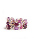 Bracciale elastico a tre linee con pietre in vetro ed acrilico tono viola - Mya Accessories