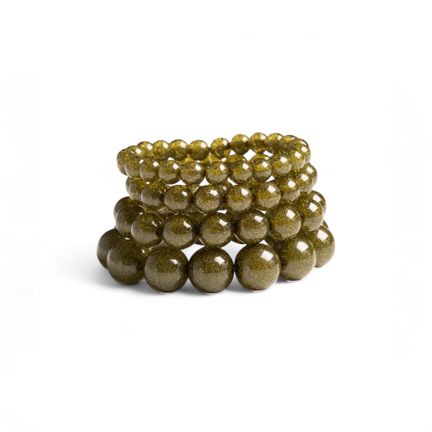 Bracciale elastico multilinee con pietre in resina verde - Mya Accessories