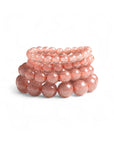 Bracciale elastico multilinee con pietre in resina rosa - Mya Accessories
