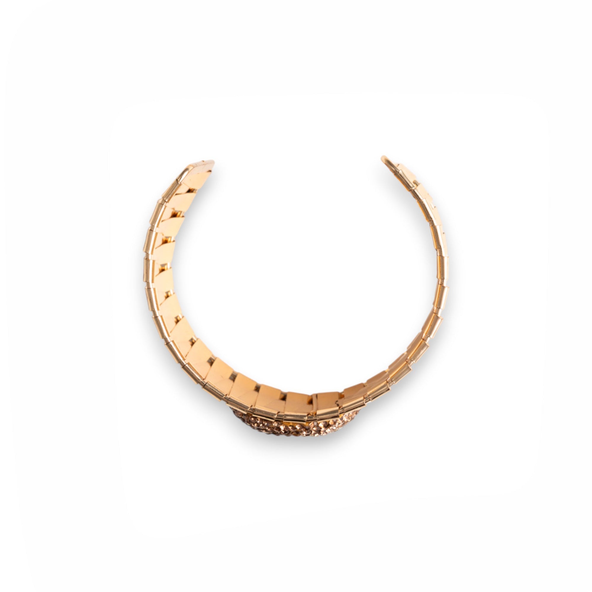 Bracciale rigido cuff in metallo con microcristalli in vetro e perla - Mya Accessories