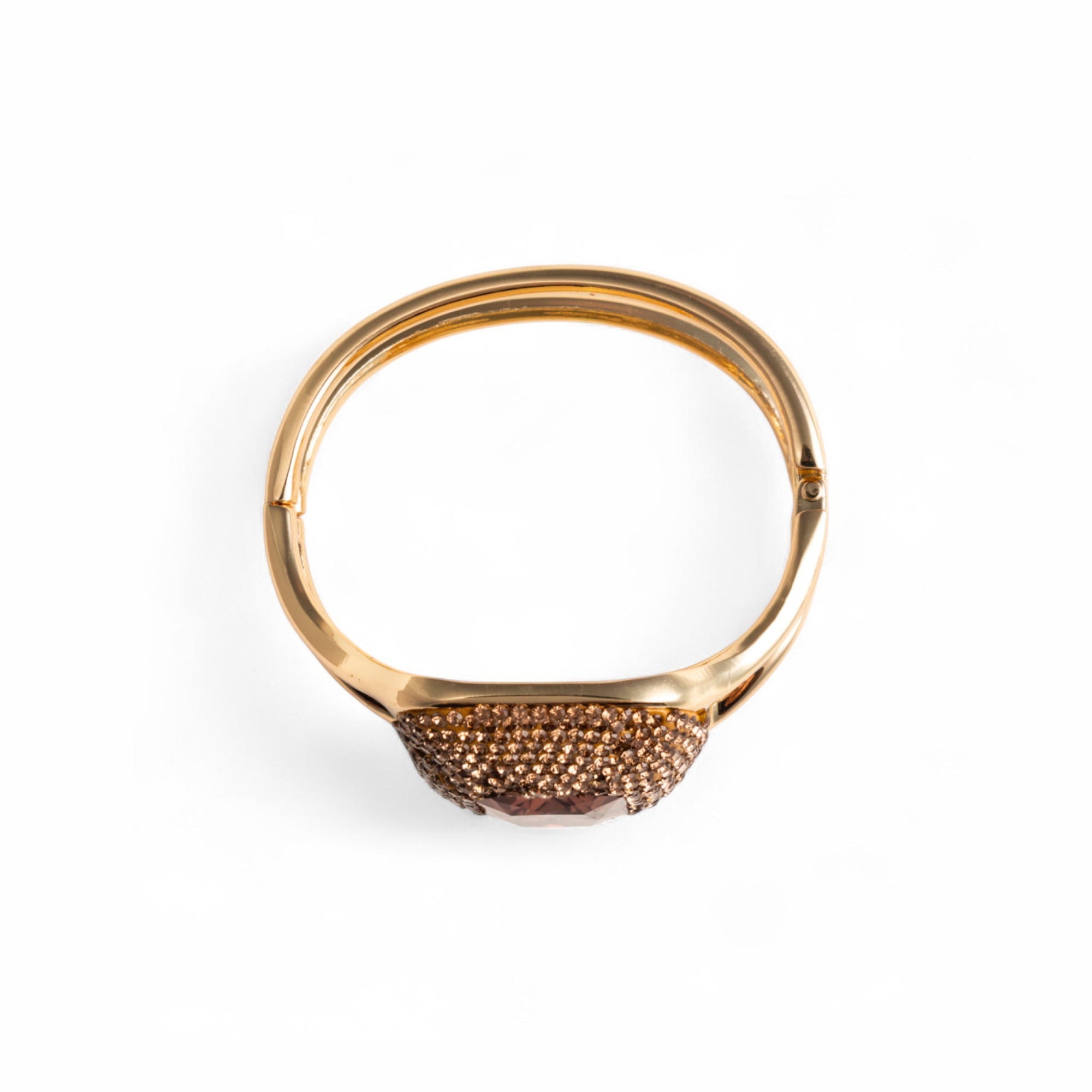 Bracciale rigido con pietra in vetro colore ambra - Mya Accessories