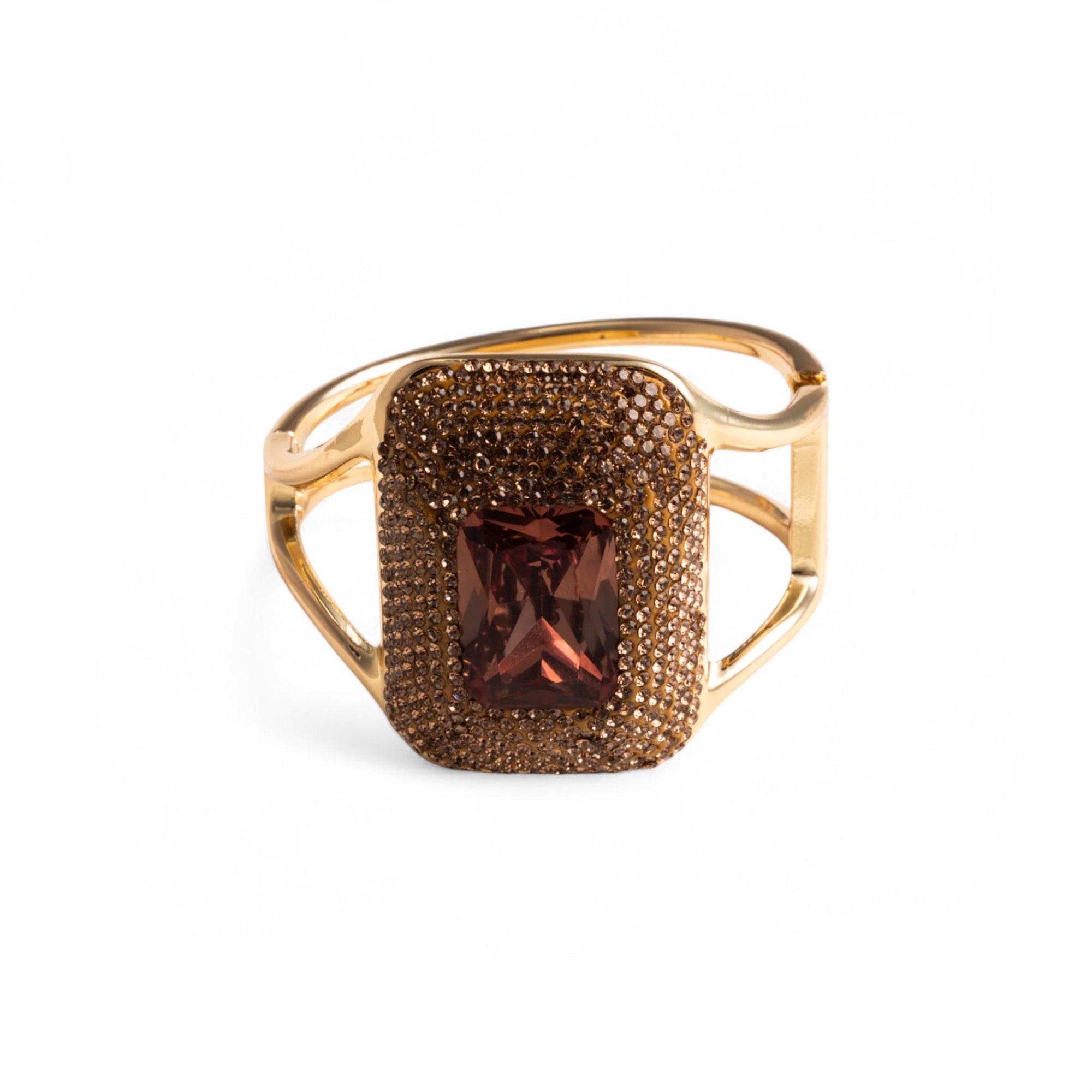 Bracciale rigido con pietra in vetro colore ambra - Mya Accessories