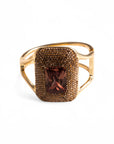 Bracciale rigido con pietra in vetro colore ambra - Mya Accessories