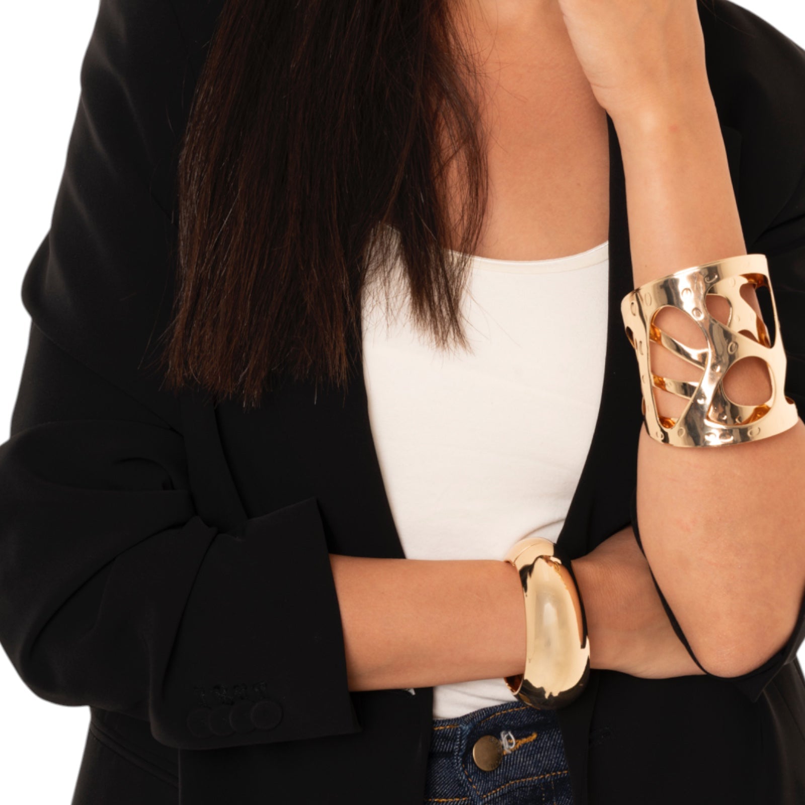 Bracciale rigido a manetta in metallo bombato - Mya Accessories