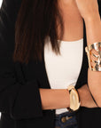 Bracciale rigido a manetta in metallo bombato - Mya Accessories