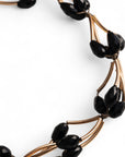 Collana girocollo strutturato in metallo con pietre in vetro nere - Mya Accessories
