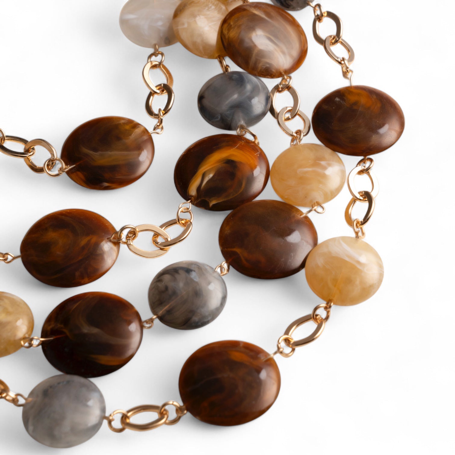 Collana a catena con cascata di pietre schiacciate in acrilico multi beige - Mya Accessories