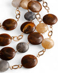 Collana a catena con cascata di pietre schiacciate in acrilico multi beige - Mya Accessories