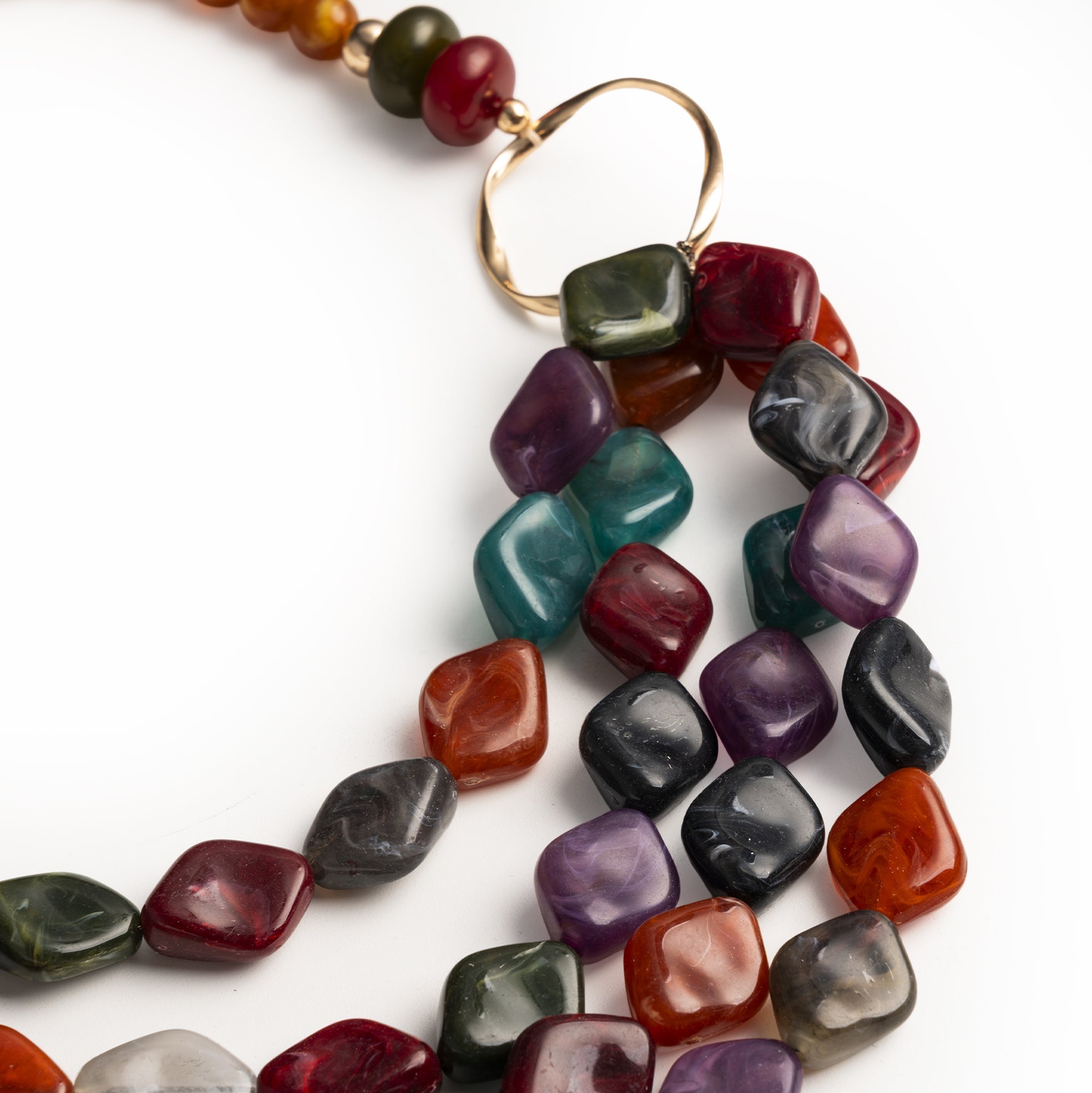 Collana multifilo con pietre in acrilico multicolore - Mya Accessories