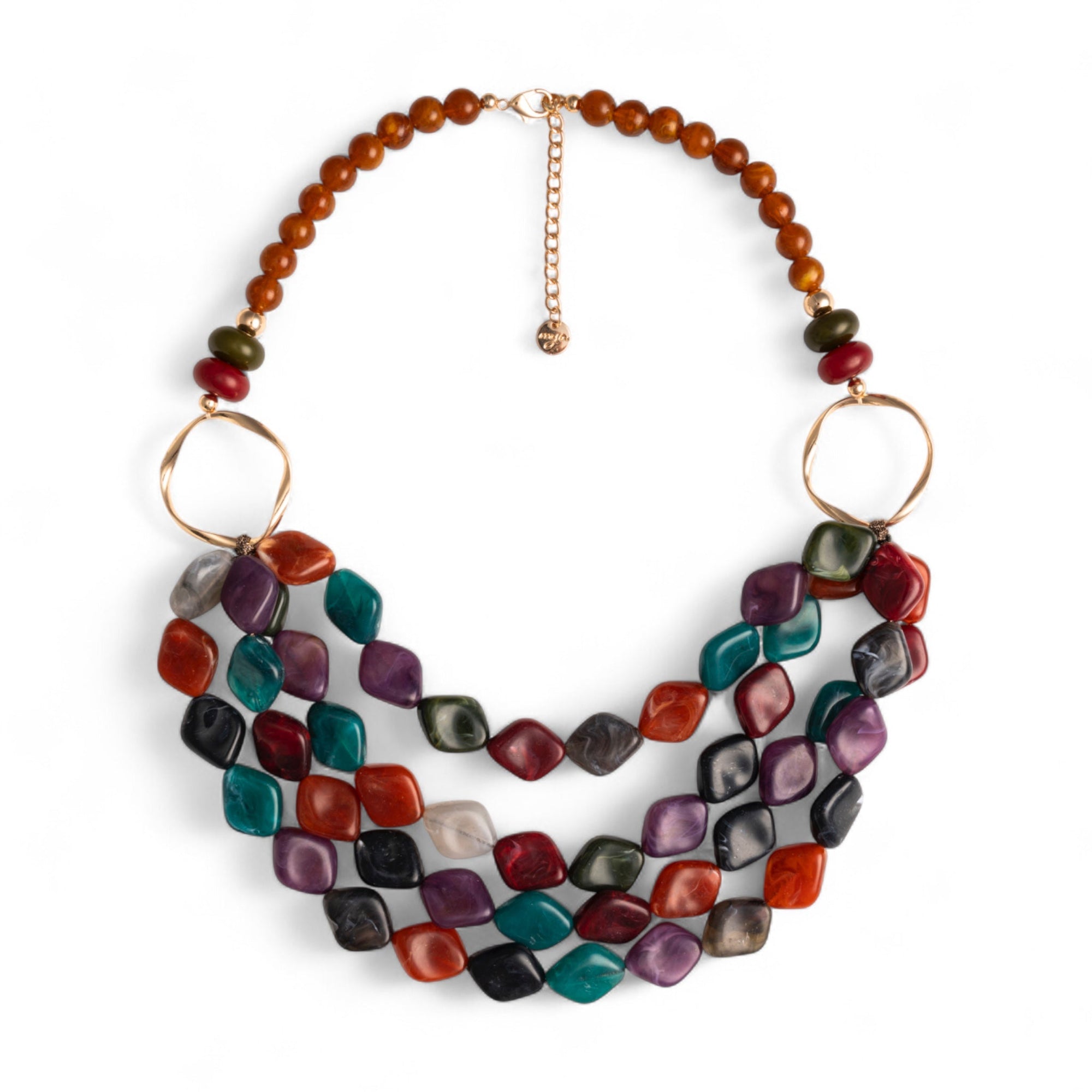 Collana multifilo con pietre in acrilico multicolore - Mya Accessories