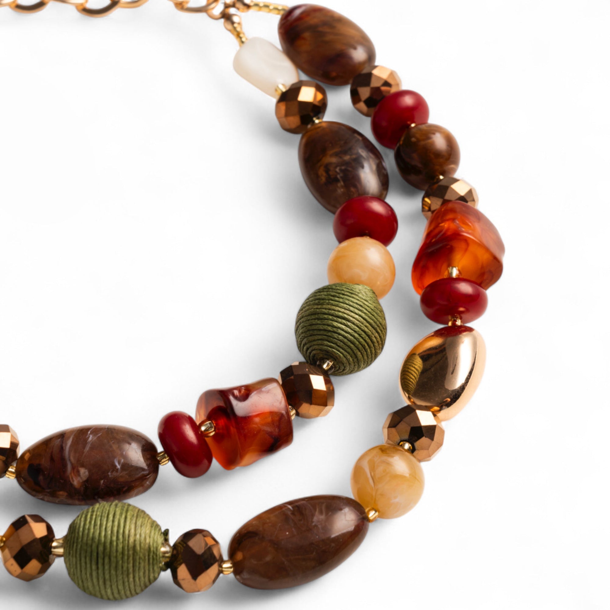 Collana a catena a due fili con pietre in acrilico e vetro multicolore - Mya Accessories