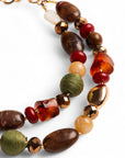 Collana a catena a due fili con pietre in acrilico e vetro multicolore - Mya Accessories