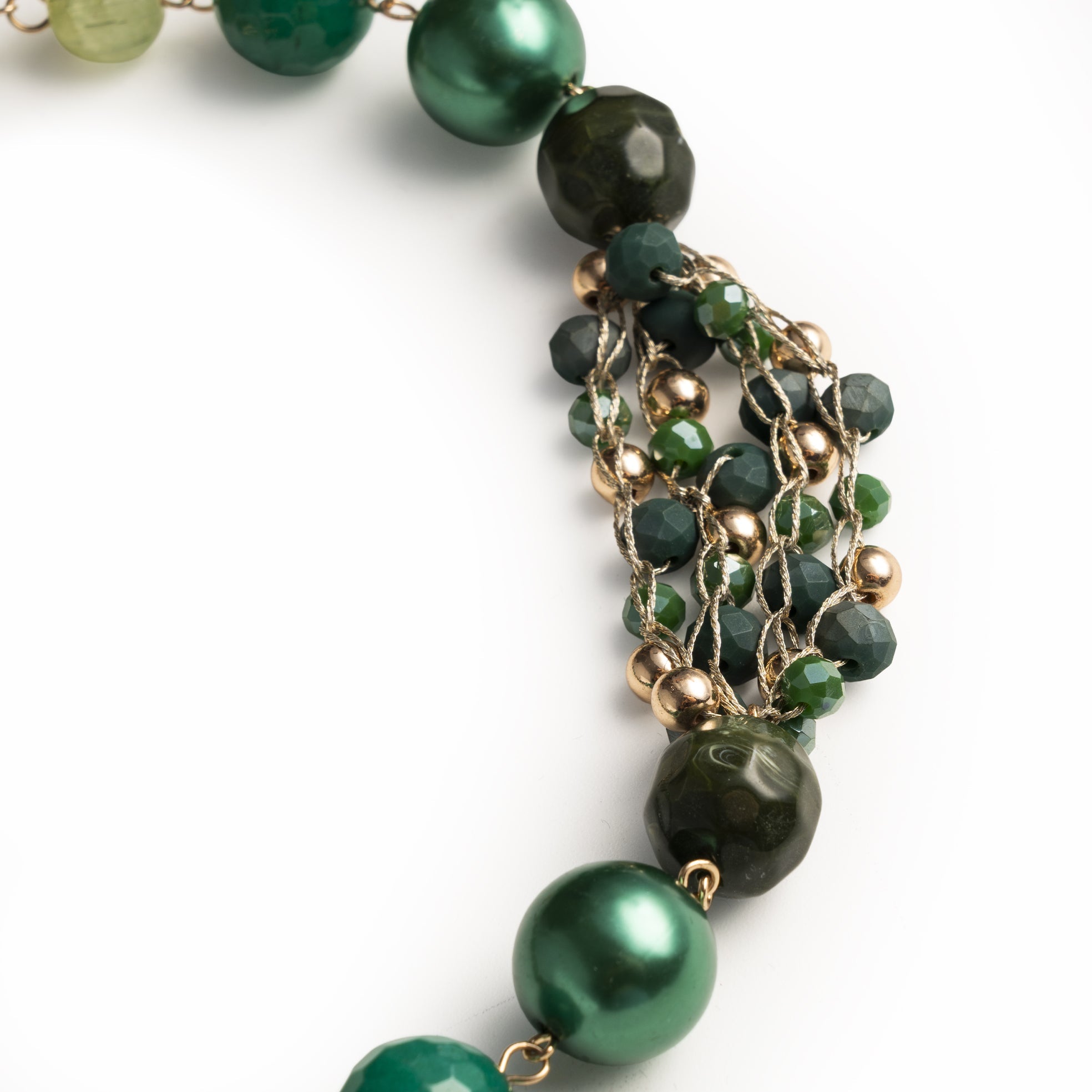 Collana girocollo con pietre in vetro ed acrilico tono verde - Mya Accessories