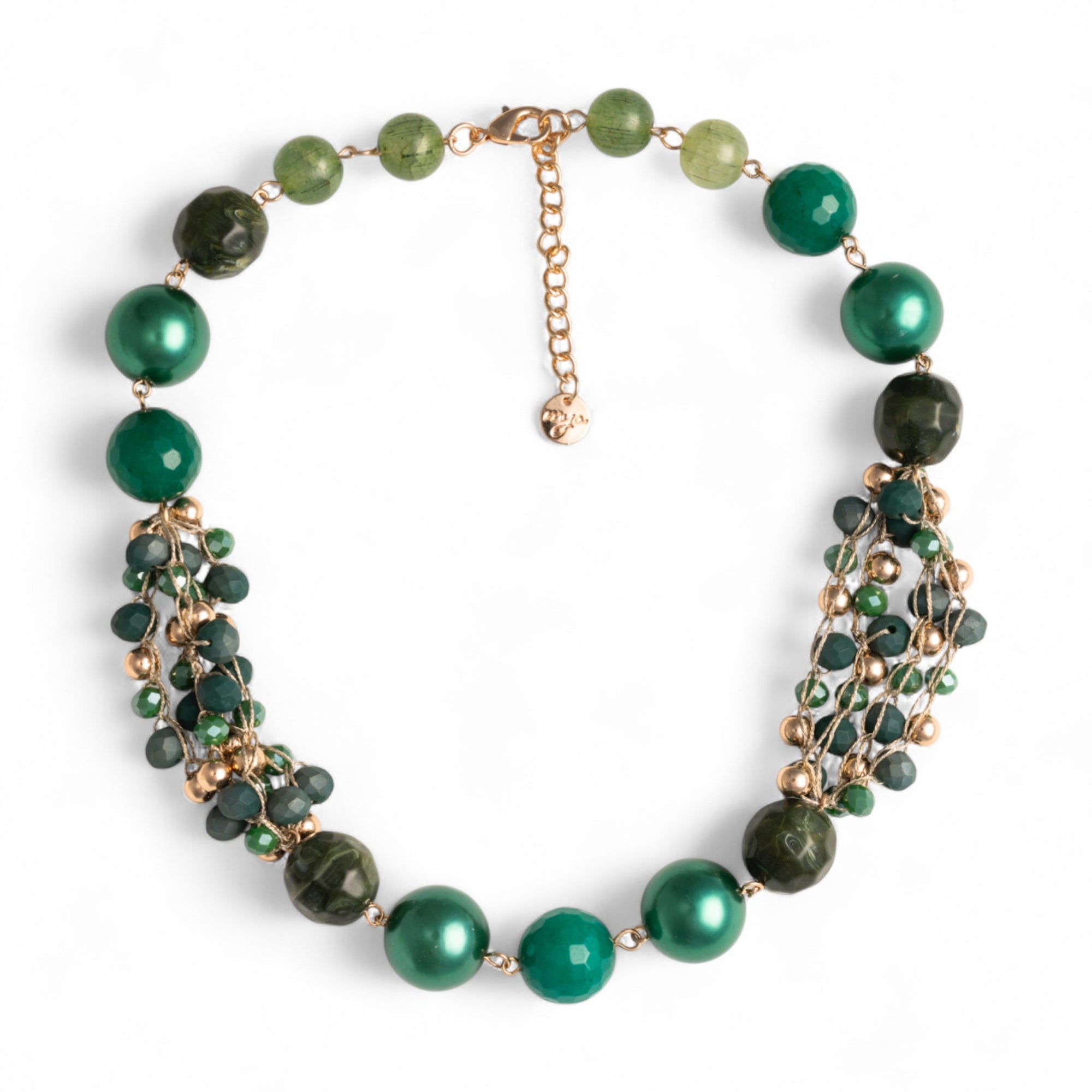 Collana girocollo con pietre in vetro ed acrilico tono verde - Mya Accessories