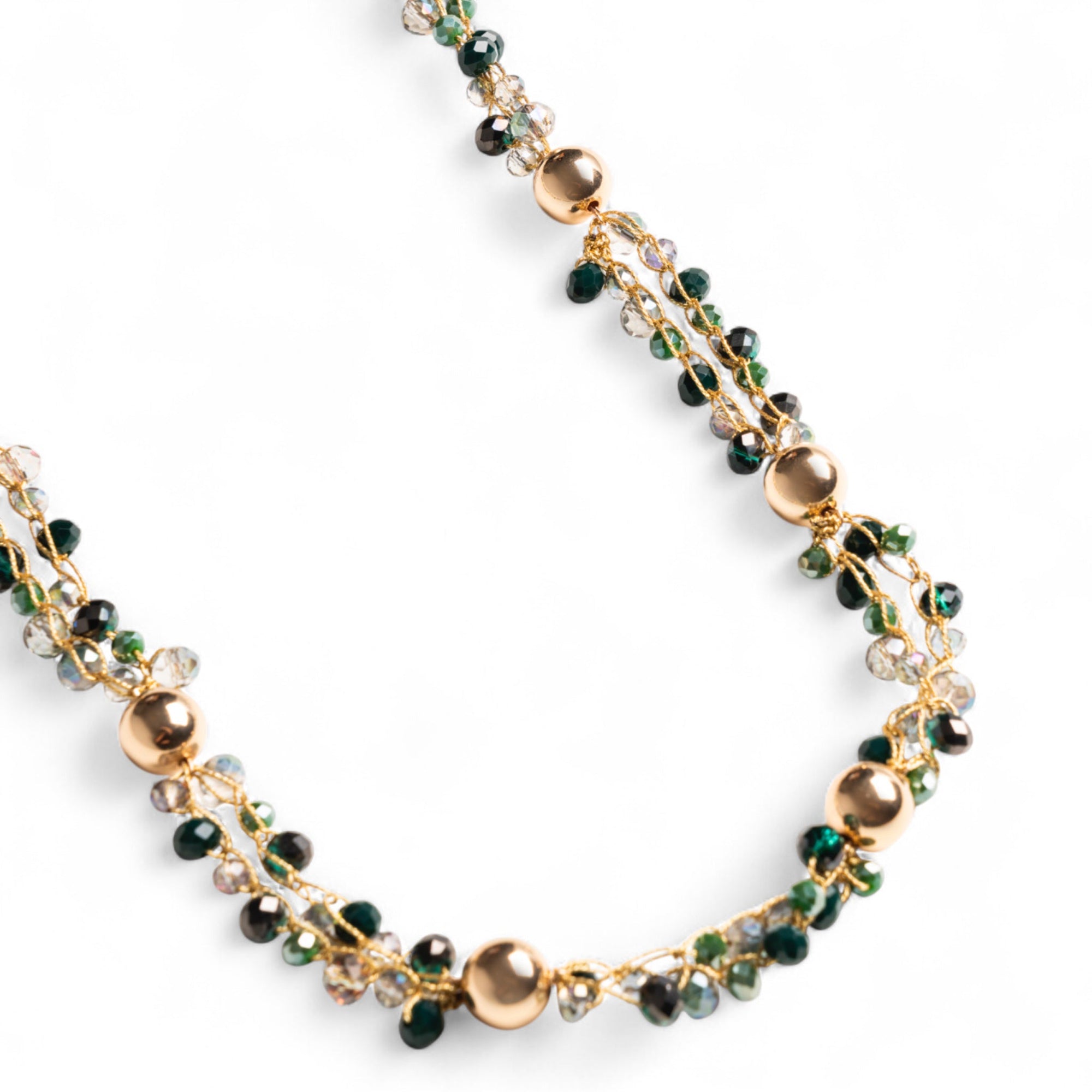 Collana lunga a catena con pietre in vetro tono verde - Mya Accessories
