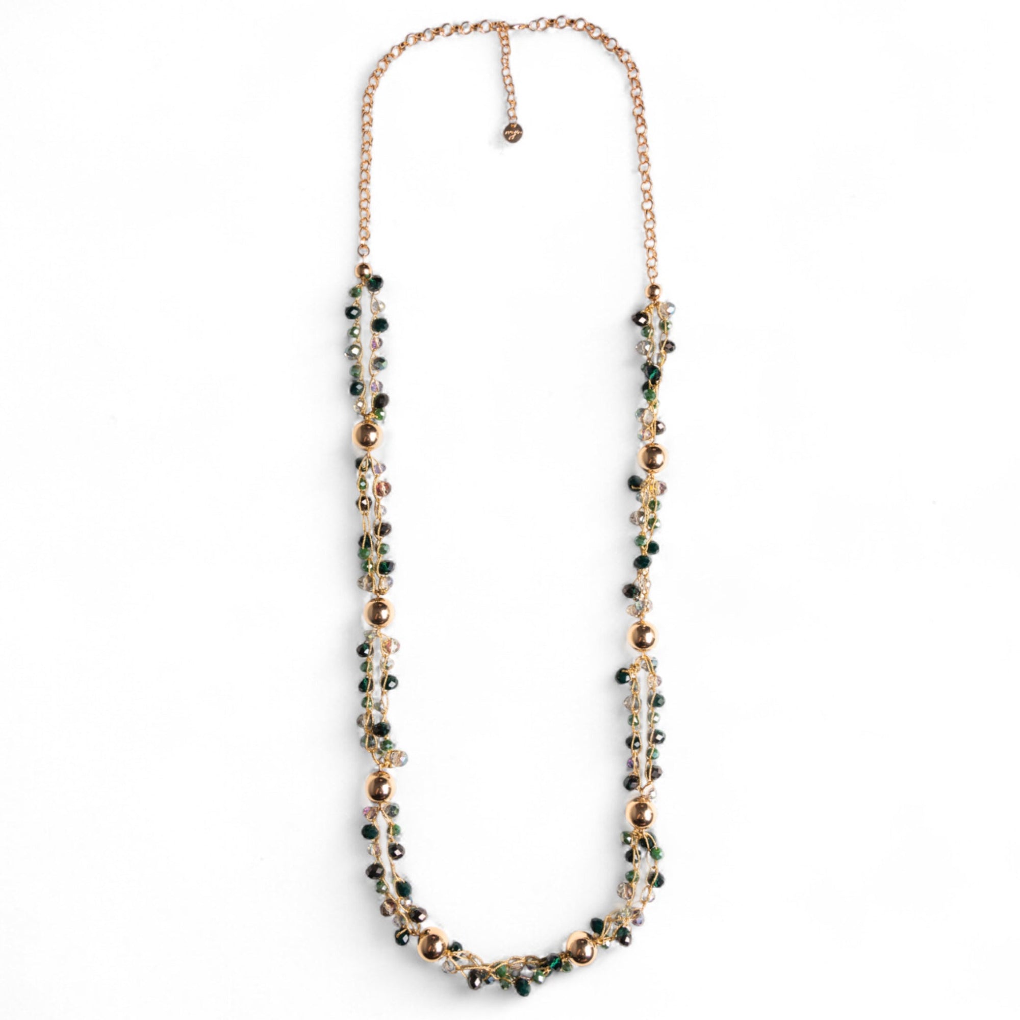 Collana lunga a catena con pietre in vetro tono verde - Mya Accessories