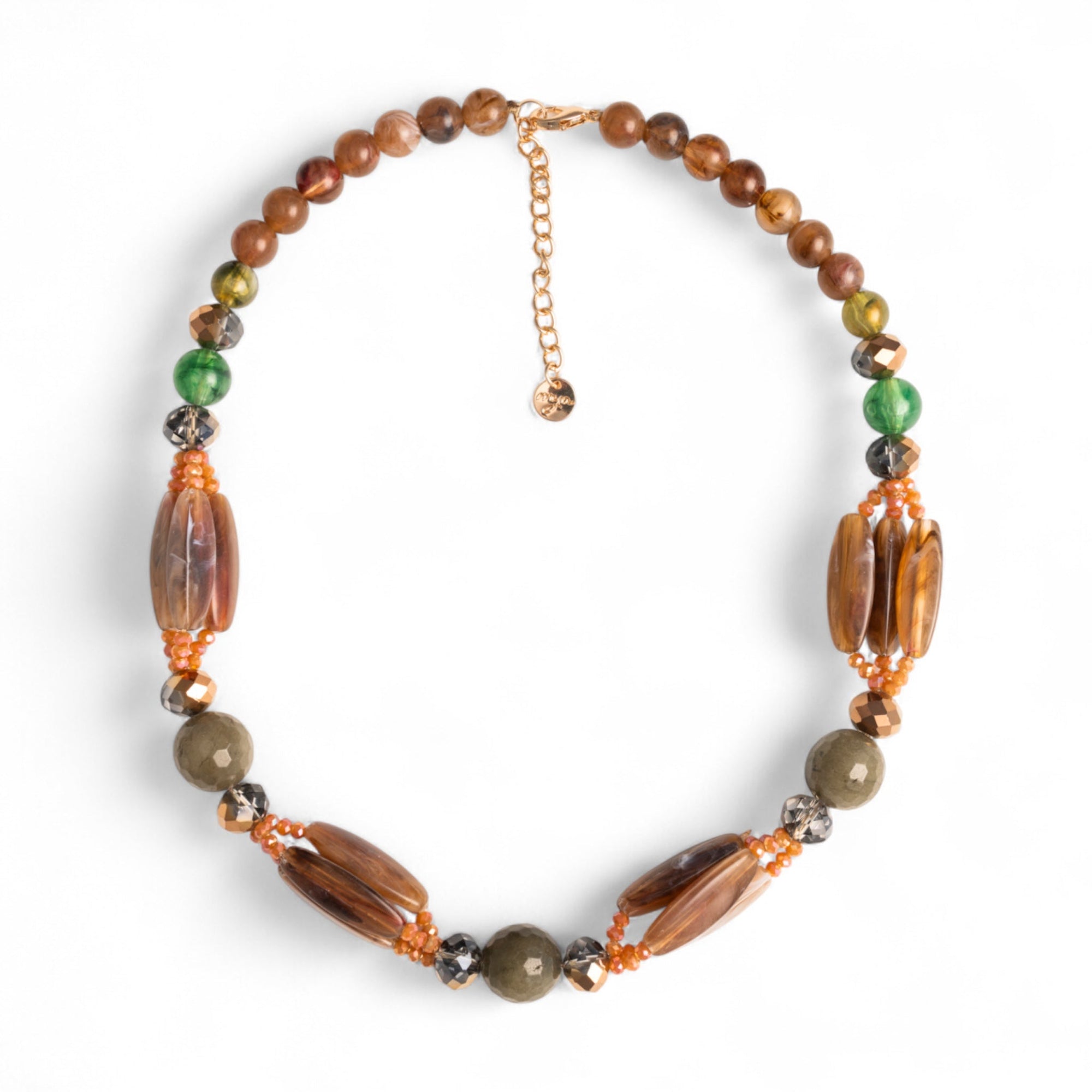 Collana girocollo con pietre in acrilico tono marrone - Mya Accessories