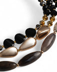 Collana girocollo multifilo con pietre in acrilico grigio ed oro - Mya Accessories