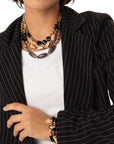 Collana girocollo multifilo con pietre in acrilico grigio ed oro - Mya Accessories