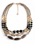Collana girocollo multifilo con pietre in acrilico grigio ed oro - Mya Accessories