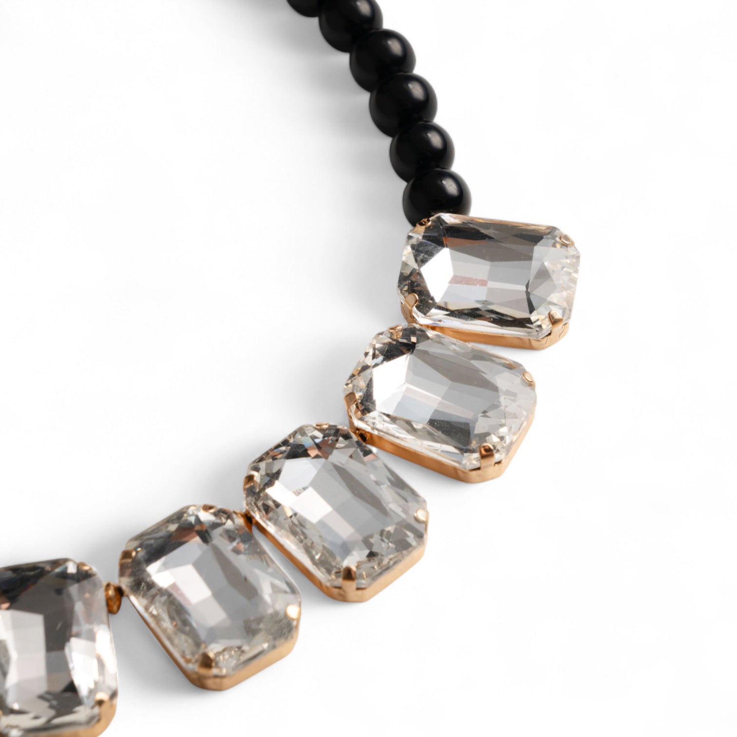 Collana girocollo con sfere nere e pietre in vetro crystal - Mya Accessories