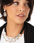 Collana girocollo con sfere nere e pietre in vetro crystal - Mya Accessories