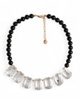 Collana girocollo con sfere nere e pietre in vetro crystal - Mya Accessories