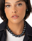 Collana girocollo con sfere tono blu lucide - Mya Accessories