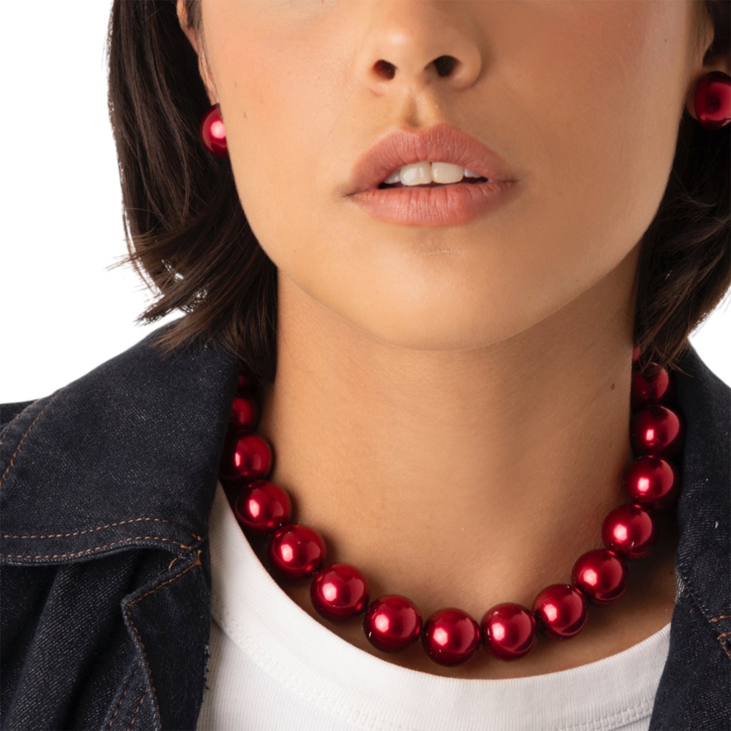 Collana girocollo con sfere tono bordeaux - Mya Accessories
