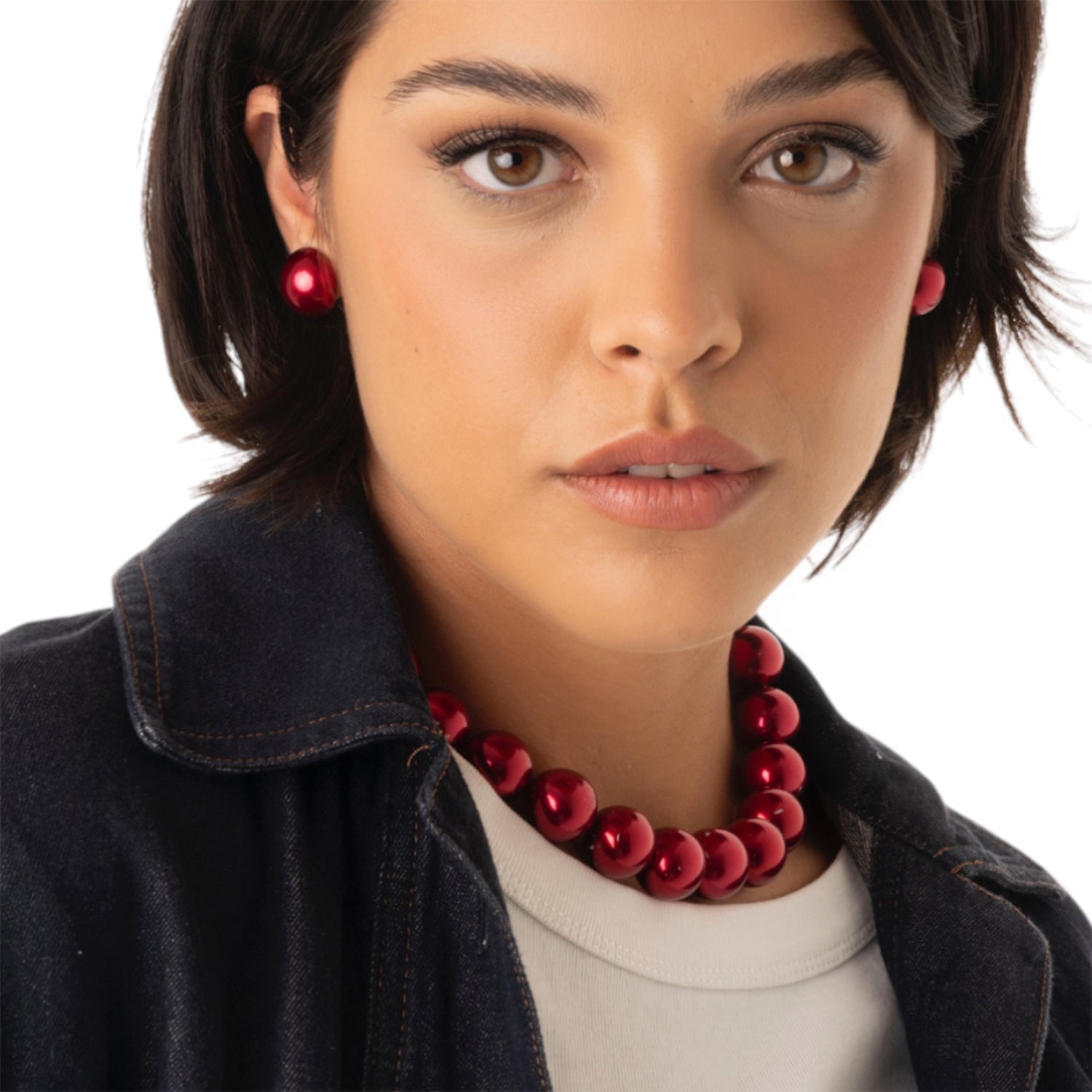 Collana girocollo con sfere tono bordeaux - Mya Accessories