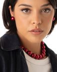 Collana girocollo con sfere tono bordeaux - Mya Accessories