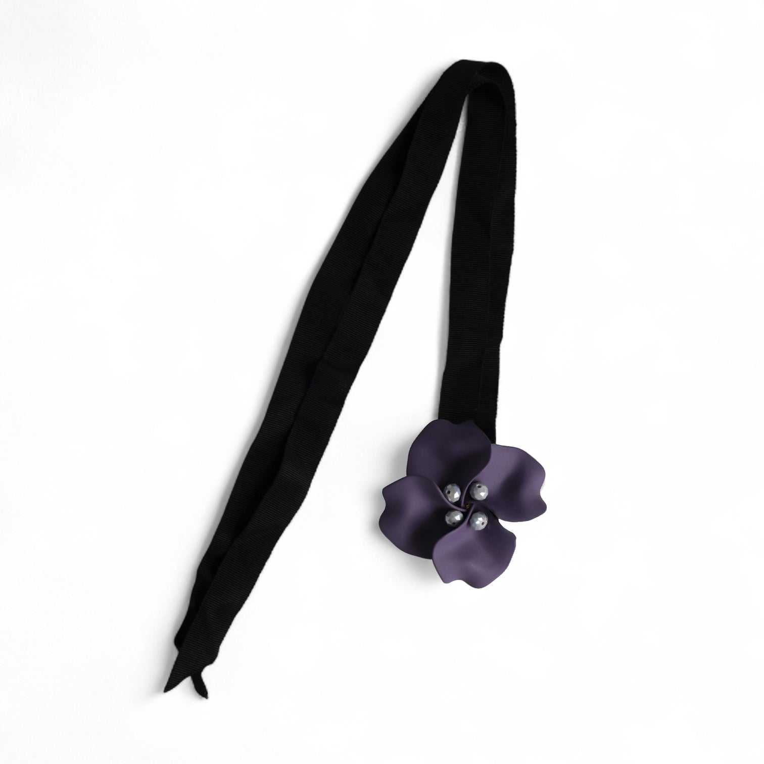 Chocker in tessuto nero con fiore viola - Mya Accessories