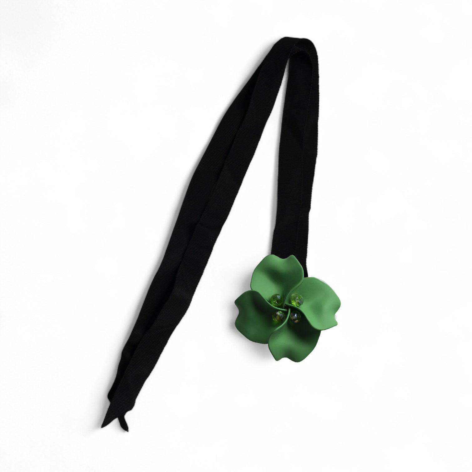 Chocker in tessuto nero con fiore verde - Mya Accessories