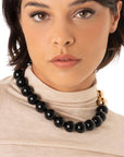 Collana girocollo con sfere di colore nere ed oro - Mya Accessories