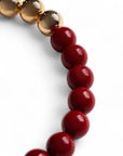 Collana girocollo con sfere di colore rosso ed oro - Mya Accessories