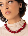 Collana girocollo con sfere di colore rosso ed oro - Mya Accessories