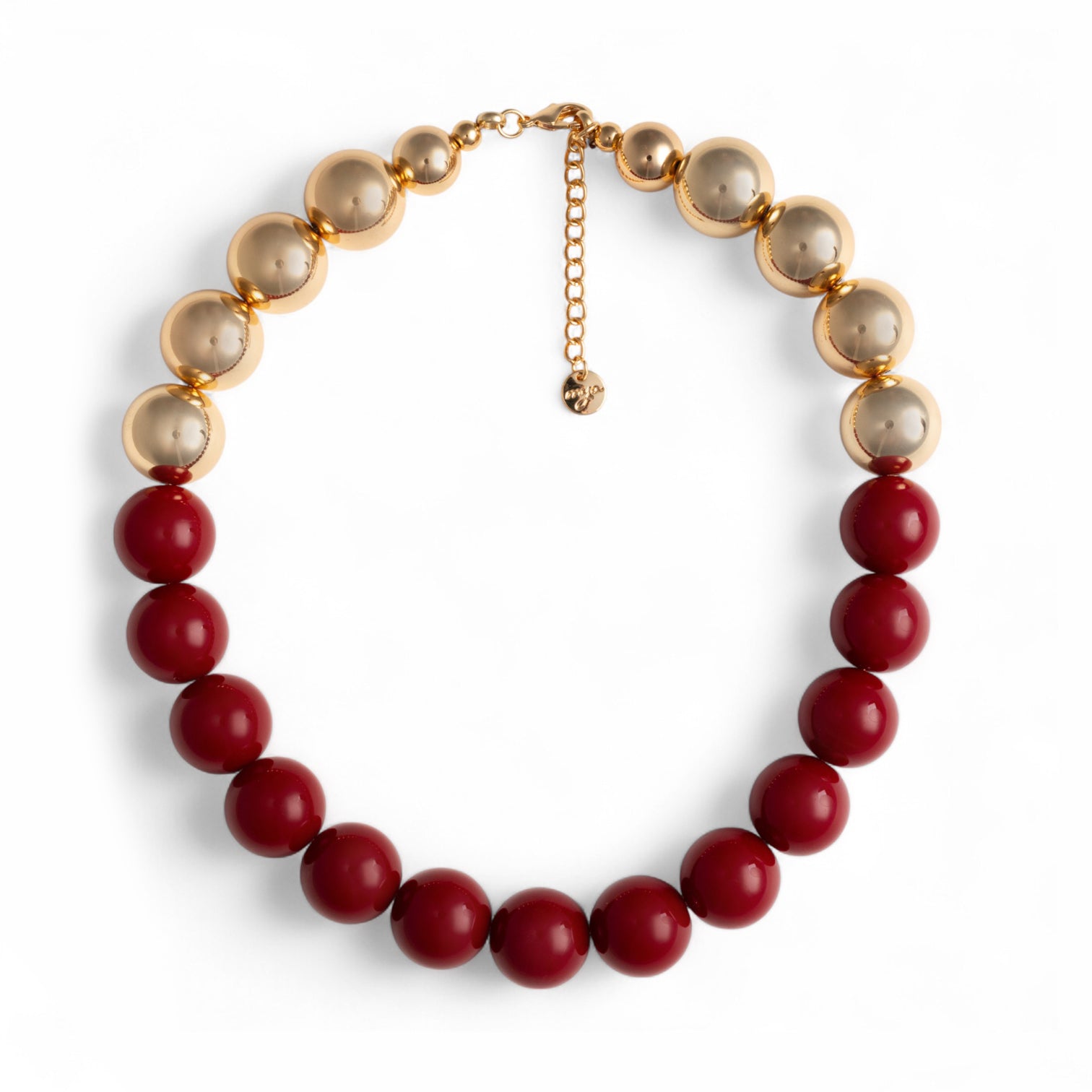 Collana girocollo con sfere di colore rosso ed oro - Mya Accessories